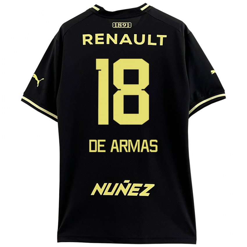 Uomo Maglia Nahuel De Armas #18 Nero Giallo Kit Gara Away 2024/25 Maglietta