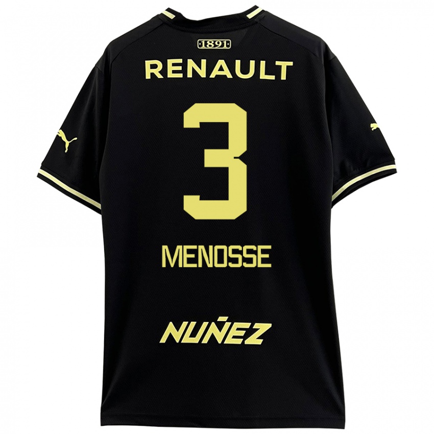 Uomo Maglia Hernán Menosse #3 Nero Giallo Kit Gara Away 2024/25 Maglietta