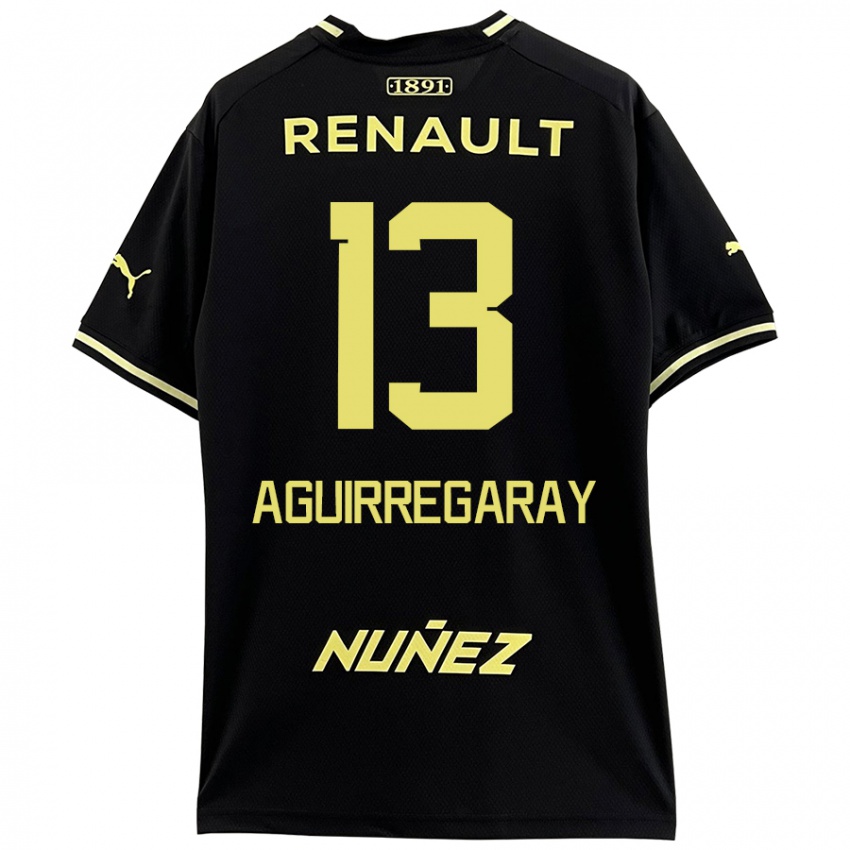 Uomo Maglia Matías Aguirregaray #13 Nero Giallo Kit Gara Away 2024/25 Maglietta