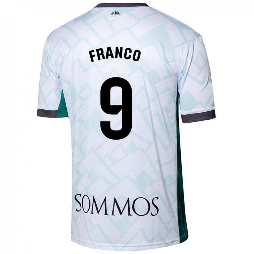 Uomo Maglia Santi Franco #9 Bianco Verde Kit Gara Away 2024/25 Maglietta