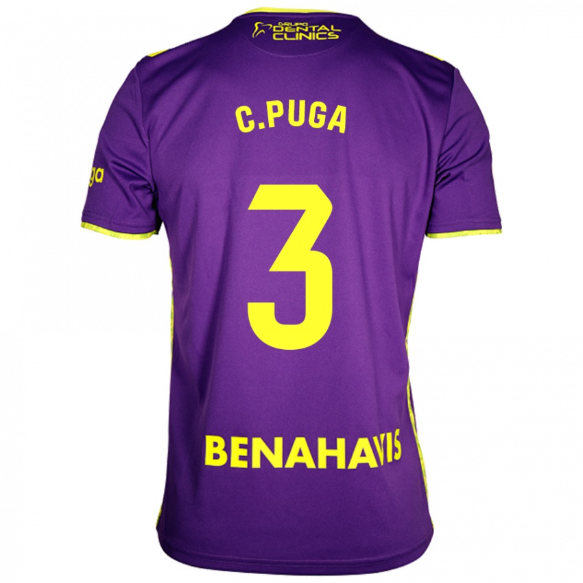 Uomo Maglia Carlos Puga #3 Viola Giallo Kit Gara Away 2024/25 Maglietta