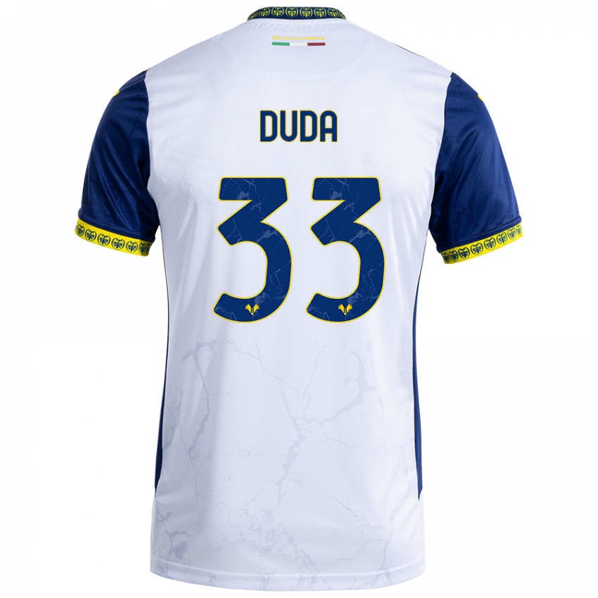 Uomo Maglia Ondrej Duda #33 Bianco Blu Kit Gara Away 2024/25 Maglietta