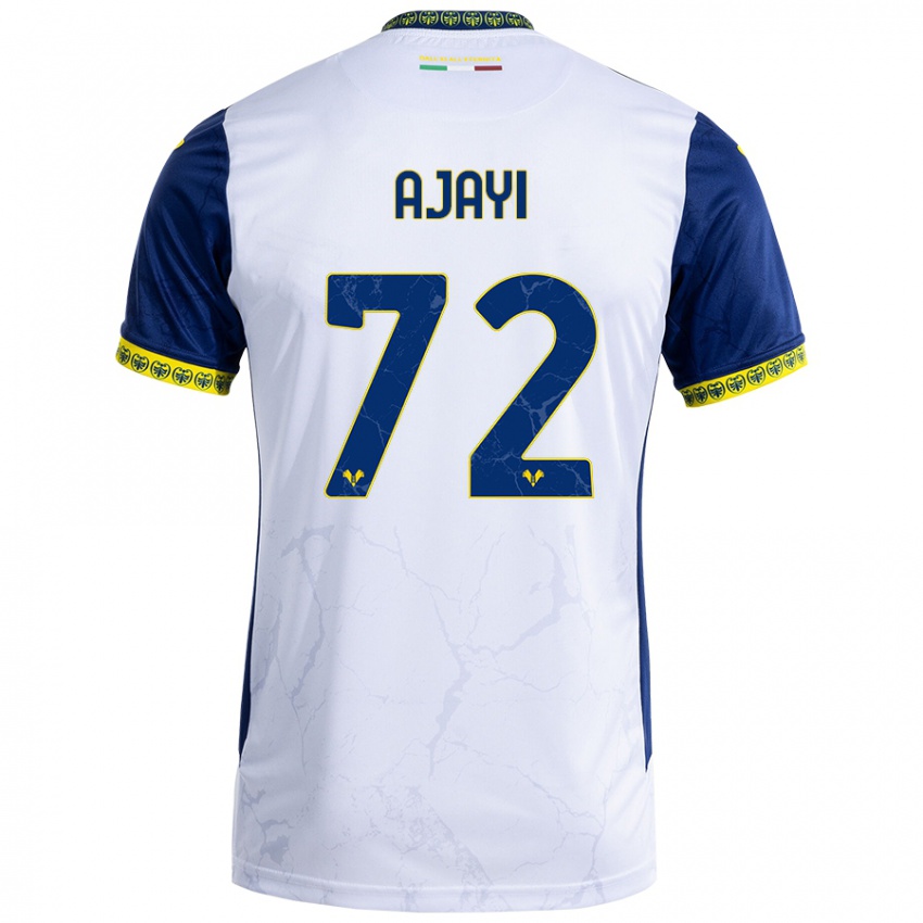 Uomo Maglia Junior Ajayi #72 Bianco Blu Kit Gara Away 2024/25 Maglietta