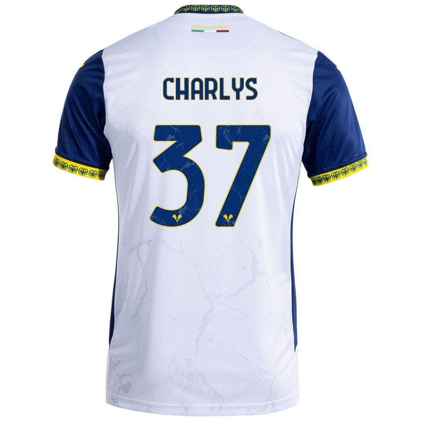 Uomo Maglia Charlys #37 Bianco Blu Kit Gara Away 2024/25 Maglietta