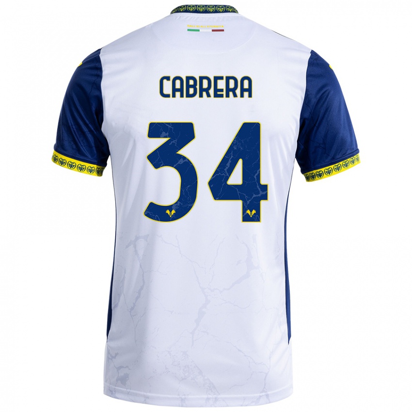 Uomo Maglia Ilena Cabrera #34 Bianco Blu Kit Gara Away 2024/25 Maglietta