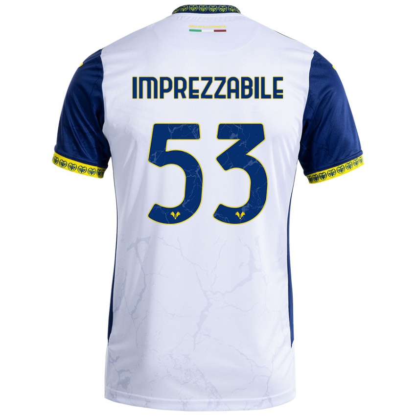 Uomo Maglia Francesca Imprezzabile #53 Bianco Blu Kit Gara Away 2024/25 Maglietta