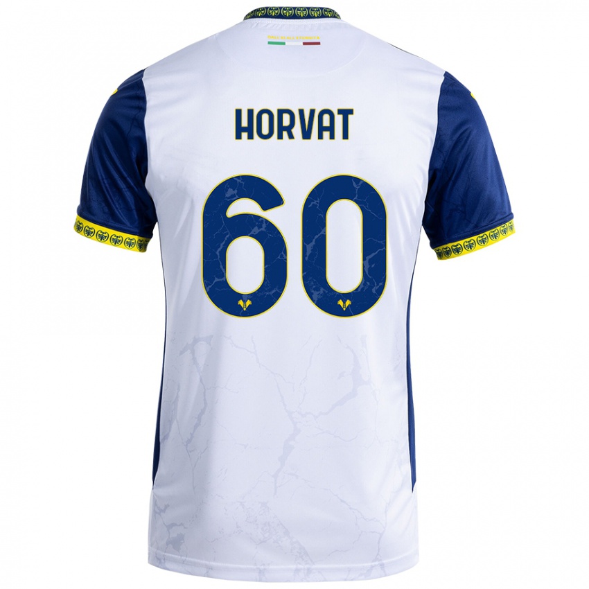 Uomo Maglia Mihaela Horvat #60 Bianco Blu Kit Gara Away 2024/25 Maglietta