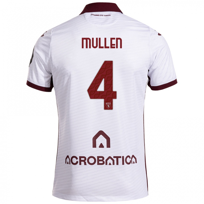 Uomo Maglia Senan Mullen #4 Bianco Marrone Kit Gara Away 2024/25 Maglietta