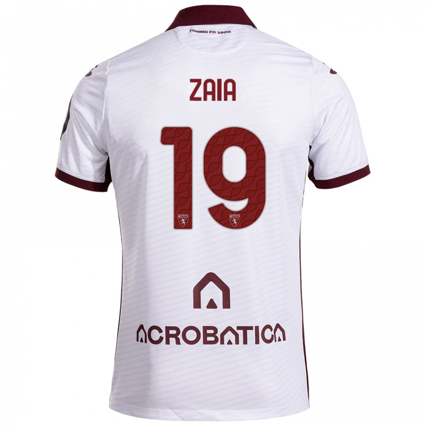 Uomo Maglia Edoardo Zaia #19 Bianco Marrone Kit Gara Away 2024/25 Maglietta