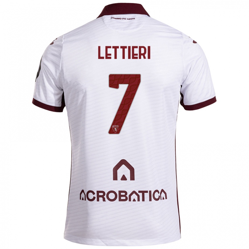 Uomo Maglia Jessica Lettieri #7 Bianco Marrone Kit Gara Away 2024/25 Maglietta