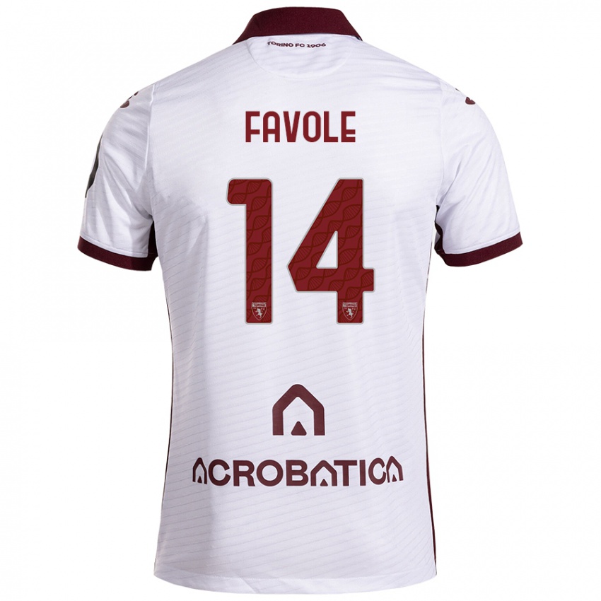 Uomo Maglia Annalisa Favole #14 Bianco Marrone Kit Gara Away 2024/25 Maglietta