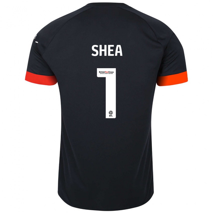 Uomo Maglia James Shea #1 Nero Arancione Kit Gara Away 2024/25 Maglietta