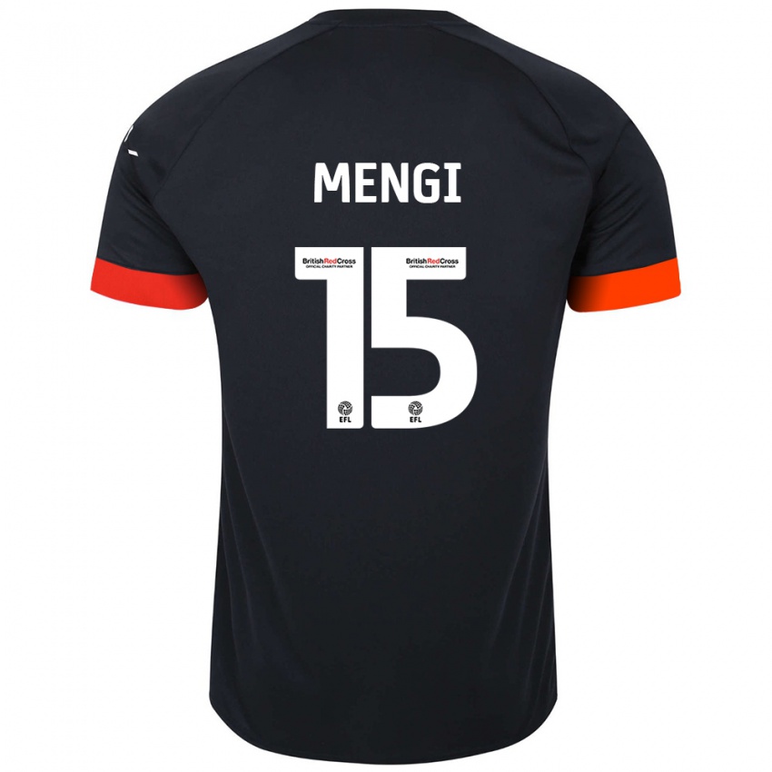 Uomo Maglia Teden Mengi #15 Nero Arancione Kit Gara Away 2024/25 Maglietta