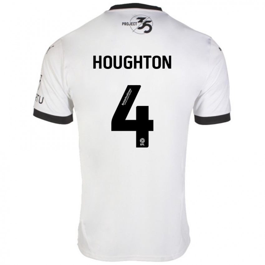 Uomo Maglia Jordan Houghton #4 Bianco Nero Kit Gara Away 2024/25 Maglietta