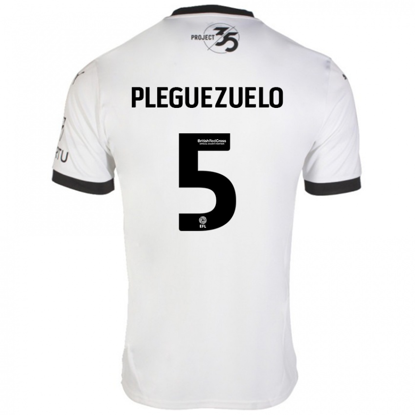 Uomo Maglia Julio Pleguezuelo #5 Bianco Nero Kit Gara Away 2024/25 Maglietta