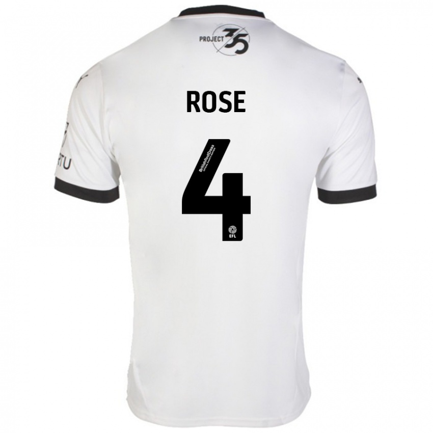 Uomo Maglia Jemma Rose #4 Bianco Nero Kit Gara Away 2024/25 Maglietta