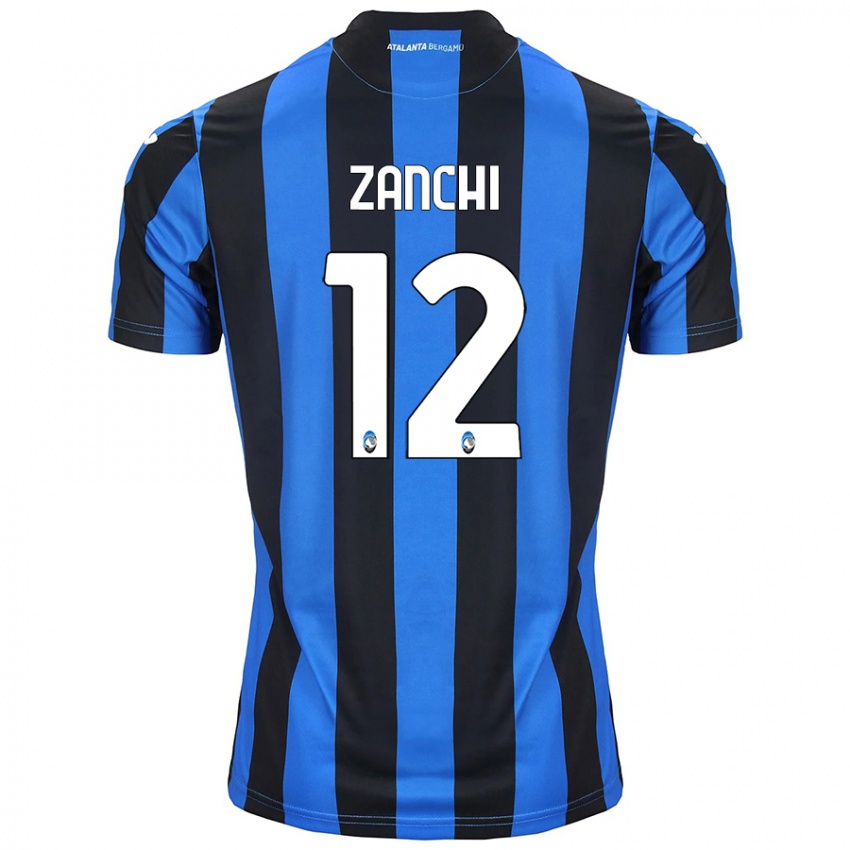 Donna Maglia Edoardo Zanchi #12 Blu Nero Kit Gara Home 2024/25 Maglietta