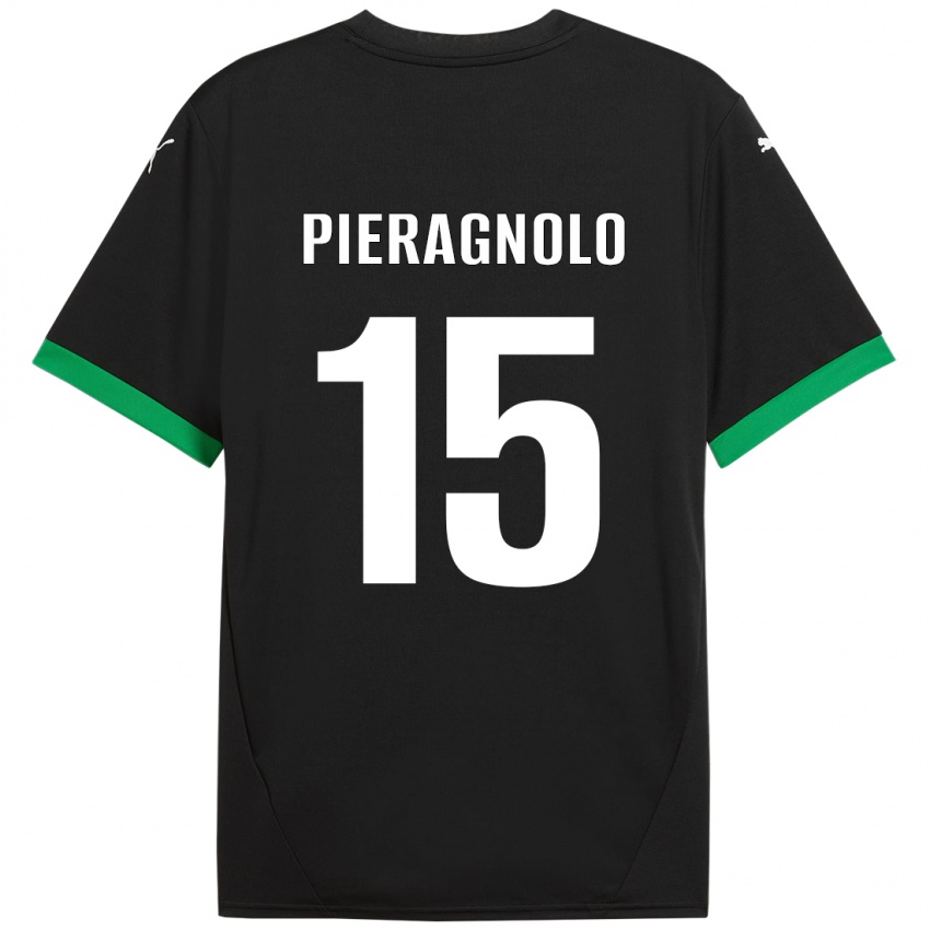 Donna Maglia Edoardo Pieragnolo #15 Nero Verde Scuro Kit Gara Home 2024/25 Maglietta