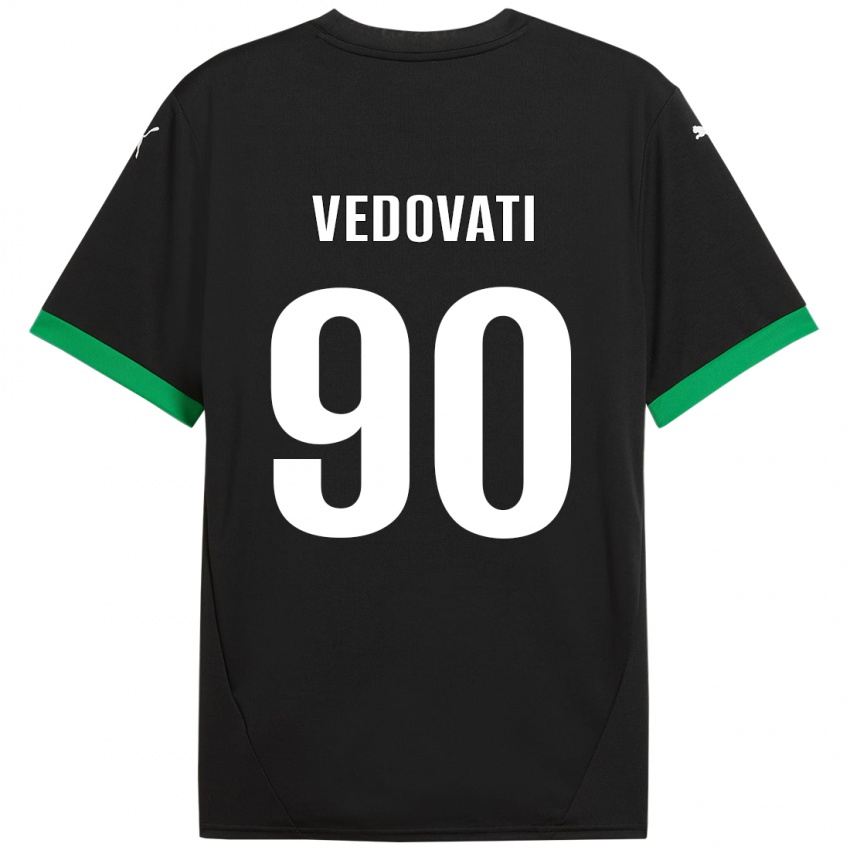 Donna Maglia Gabriele Vedovati #90 Nero Verde Scuro Kit Gara Home 2024/25 Maglietta