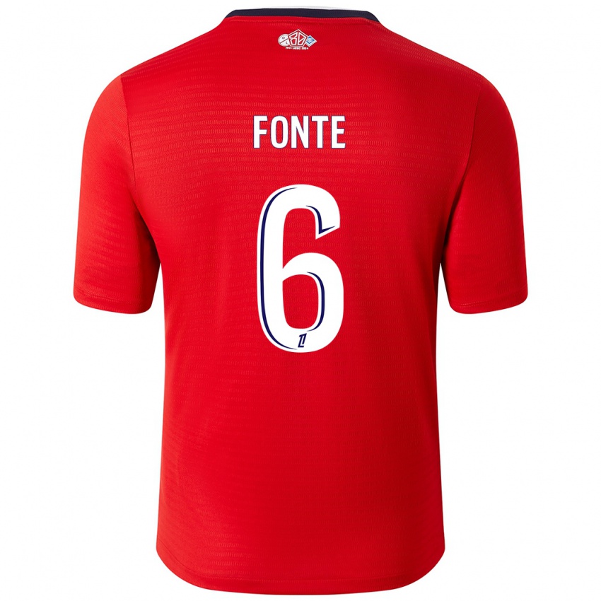 Donna Maglia Jose Fonte #6 Rosso Bianco Kit Gara Home 2024/25 Maglietta