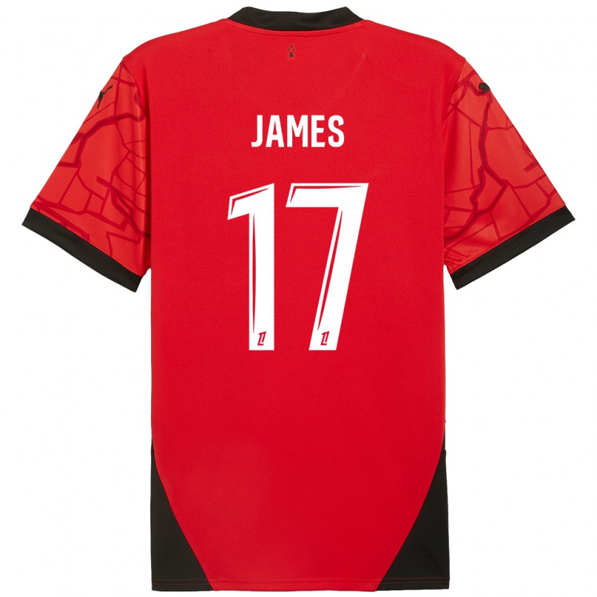 Donna Maglia Jordan James #17 Rosso Nero Kit Gara Home 2024/25 Maglietta