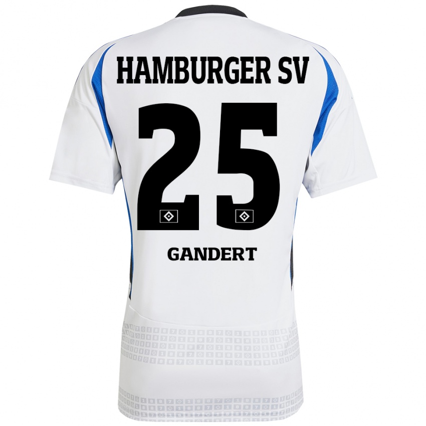 Donna Maglia Jeremy Gandert #25 Bianco Blu Kit Gara Home 2024/25 Maglietta