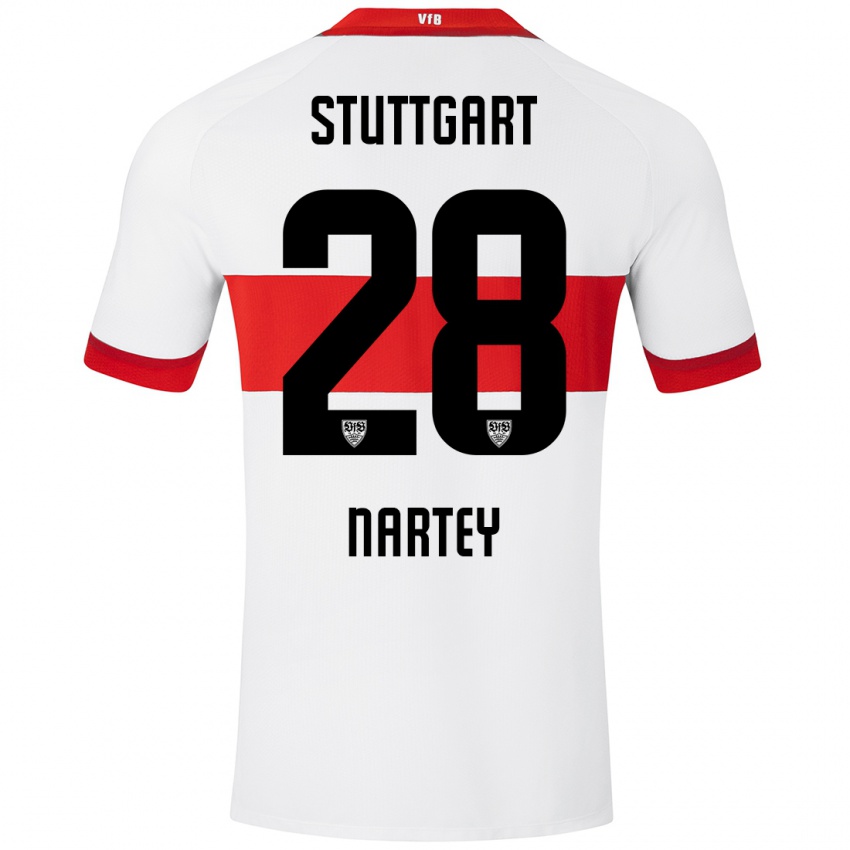 Donna Maglia Nikolas Nartey #28 Bianco Rosso Kit Gara Home 2024/25 Maglietta