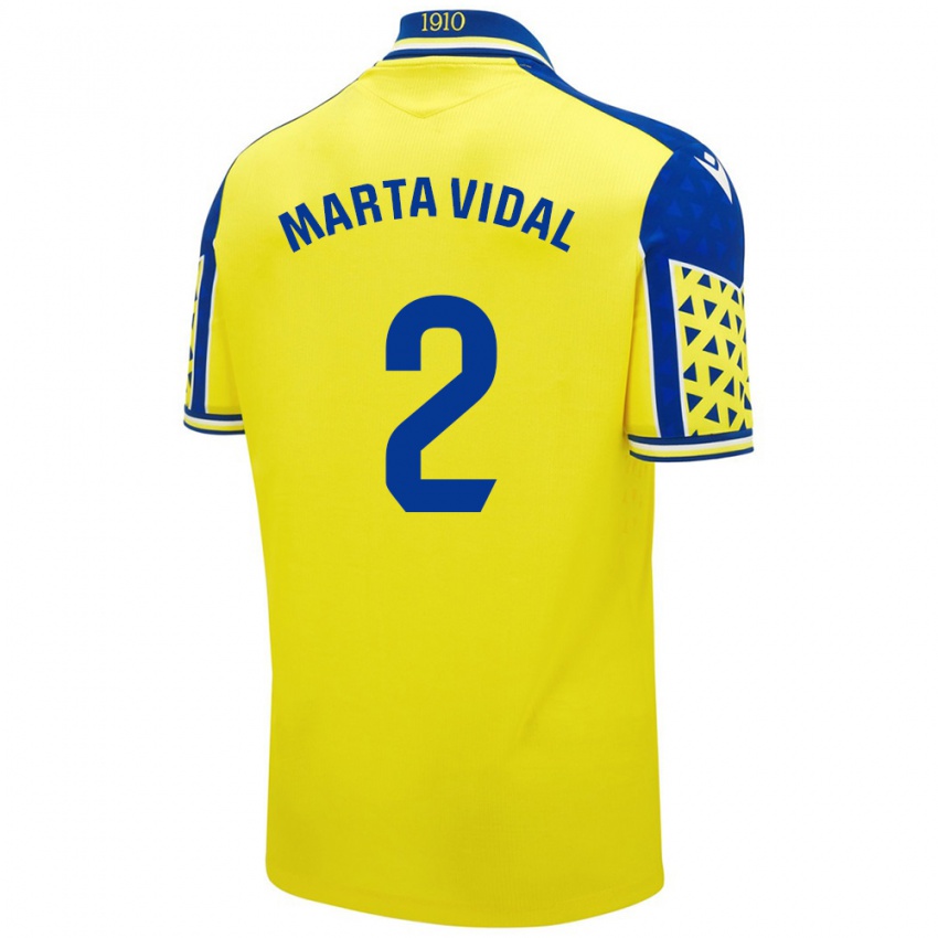 Donna Maglia Marta Vidal Vela #2 Giallo Blu Kit Gara Home 2024/25 Maglietta