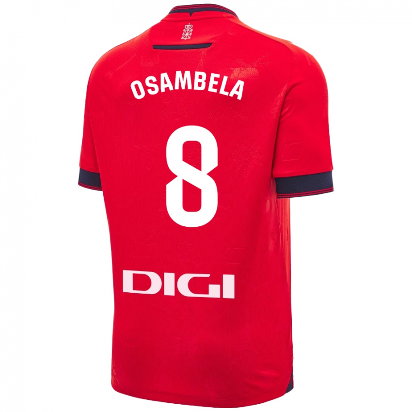 Donna Maglia Asier Osambela #8 Rosso Bianco Kit Gara Home 2024/25 Maglietta