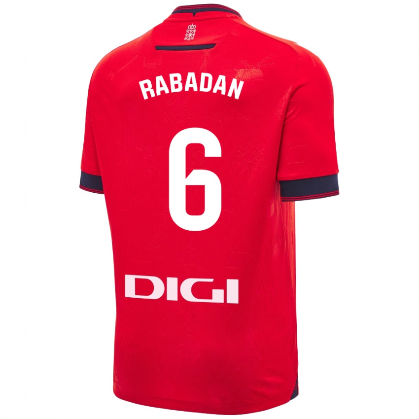 Donna Maglia David Rabadán #6 Rosso Bianco Kit Gara Home 2024/25 Maglietta