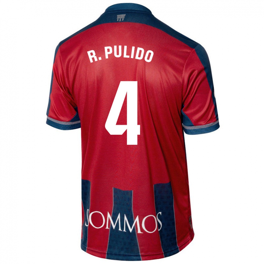 Donna Maglia Rubén Pulido #4 Rosso Blu Kit Gara Home 2024/25 Maglietta