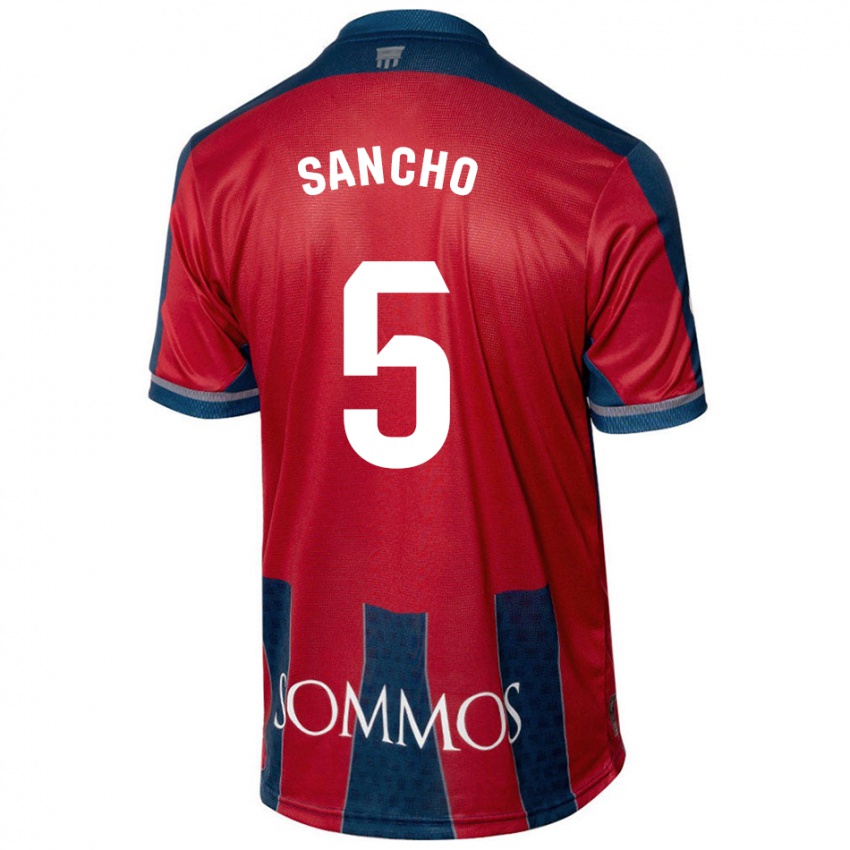 Donna Maglia Esther Sancho #5 Rosso Blu Kit Gara Home 2024/25 Maglietta