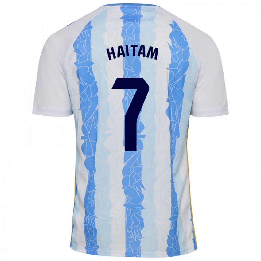 Donna Maglia Haitam Abaida #7 Bianco Blu Kit Gara Home 2024/25 Maglietta