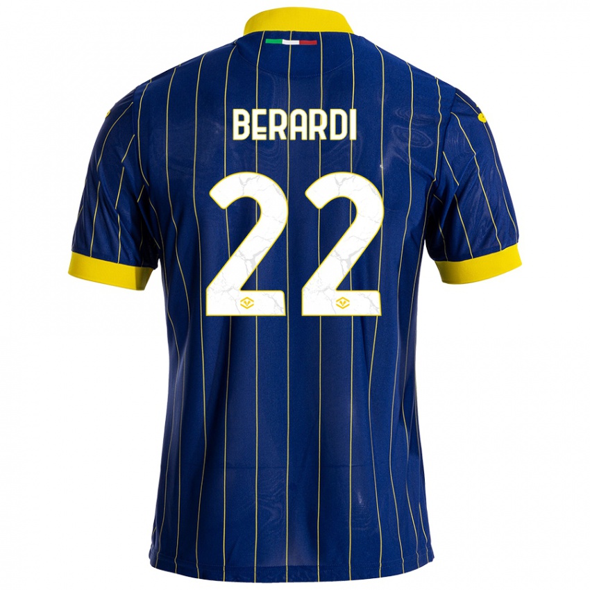 Donna Maglia Alessandro Berardi #22 Blu Giallo Kit Gara Home 2024/25 Maglietta