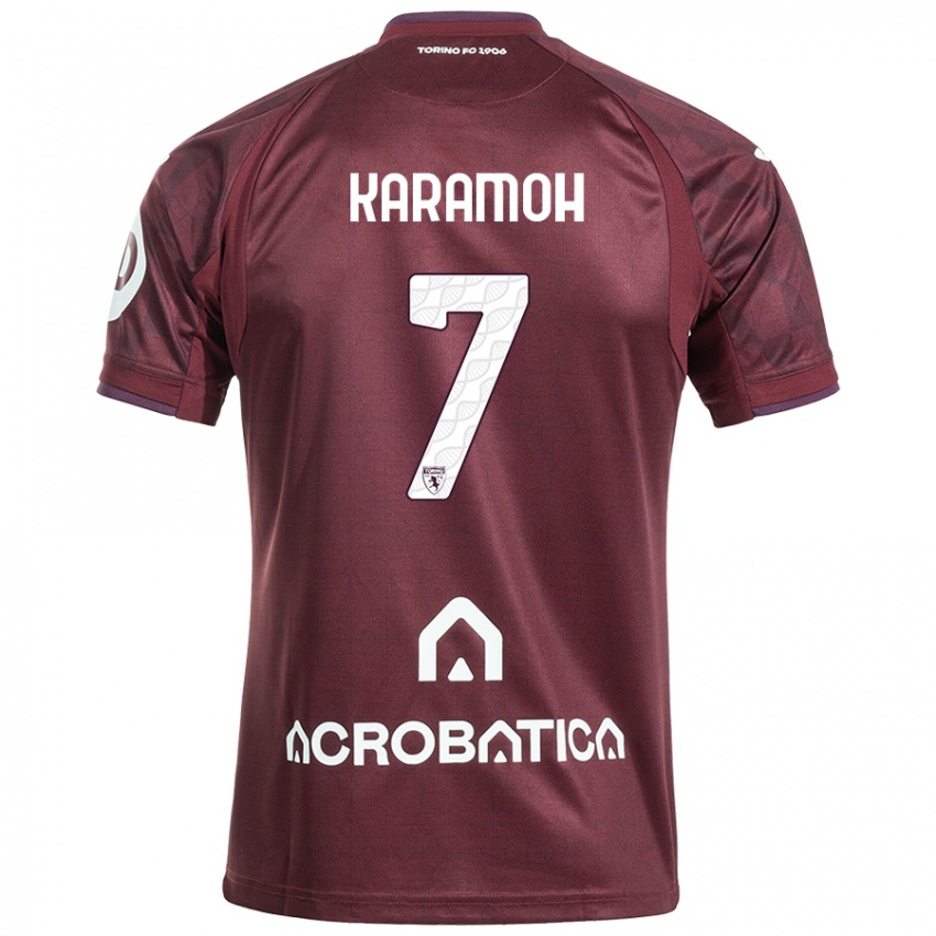 Donna Maglia Yann Karamoh #7 Marrone Bianco Kit Gara Home 2024/25 Maglietta