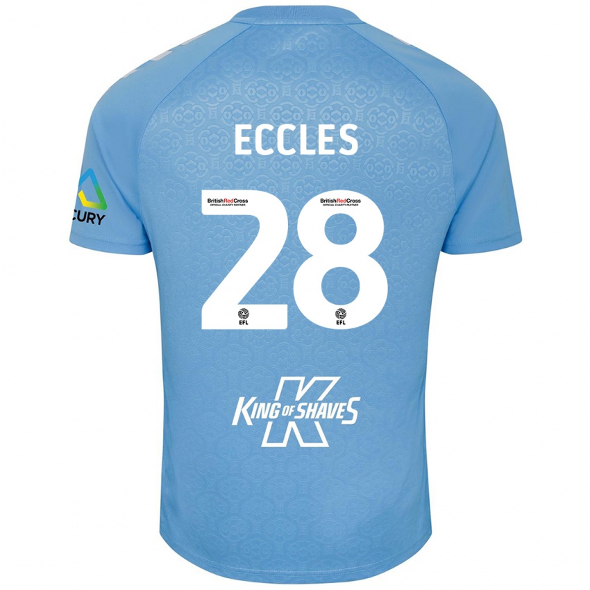 Donna Maglia Josh Eccles #28 Blu Bianco Kit Gara Home 2024/25 Maglietta