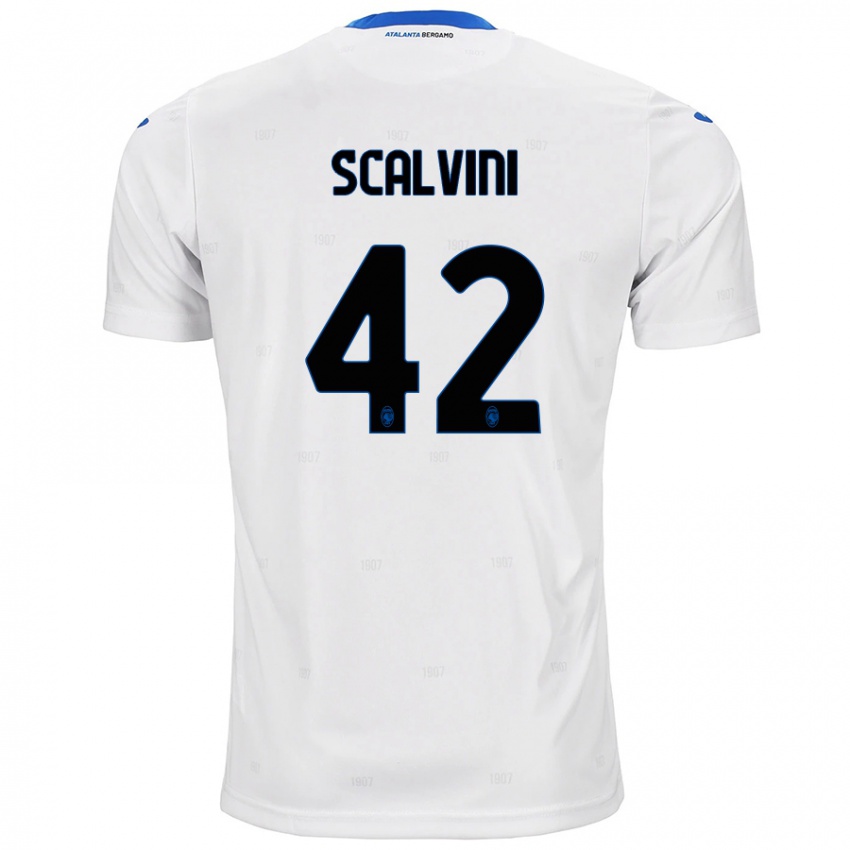 Donna Maglia Giorgio Scalvini #42 Bianco Kit Gara Away 2024/25 Maglietta