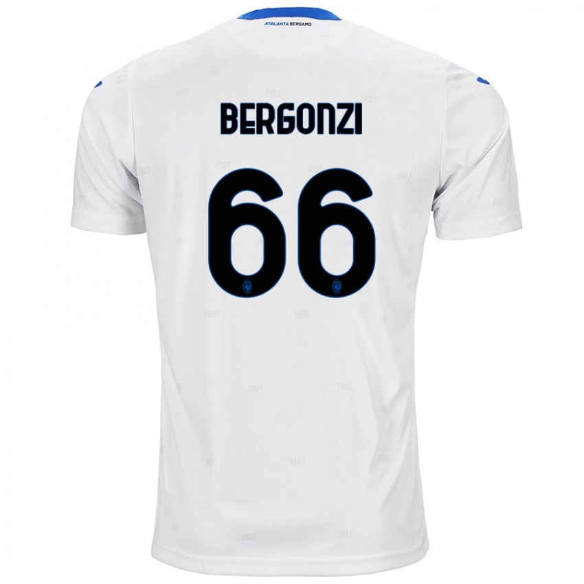 Donna Maglia Federico Bergonzi #66 Bianco Kit Gara Away 2024/25 Maglietta