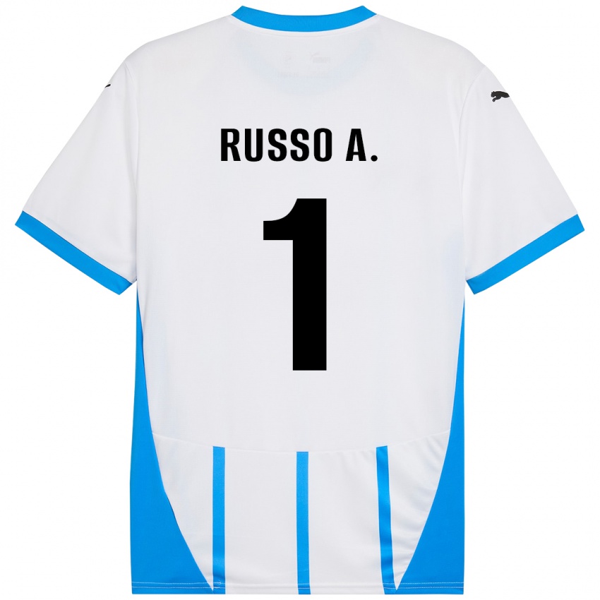 Donna Maglia Alessandro Russo #1 Bianco Blu Kit Gara Away 2024/25 Maglietta