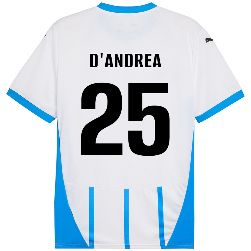 Donna Maglia Luca D'andrea #25 Bianco Blu Kit Gara Away 2024/25 Maglietta