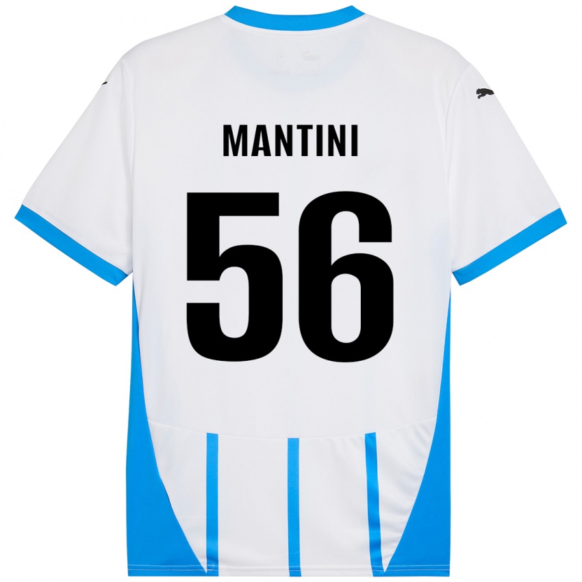 Donna Maglia Raffaele Mantini #56 Bianco Blu Kit Gara Away 2024/25 Maglietta