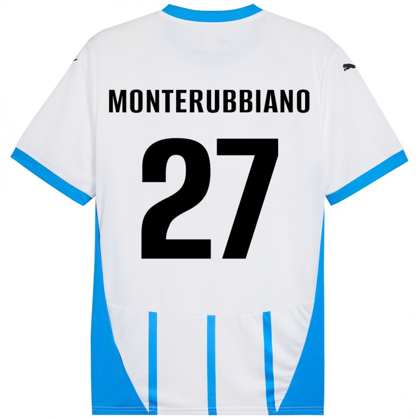 Donna Maglia Valeria Monterubbiano #27 Bianco Blu Kit Gara Away 2024/25 Maglietta