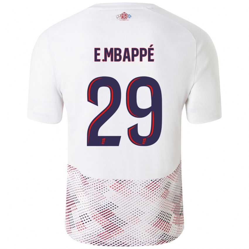 Donna Maglia Ethan Mbappe #29 Bianco Blu Reale Kit Gara Away 2024/25 Maglietta