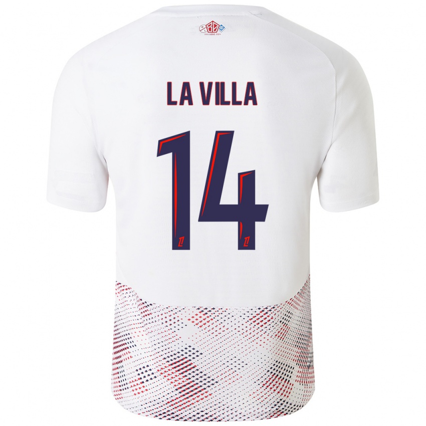 Donna Maglia Caroline La Villa #14 Bianco Blu Reale Kit Gara Away 2024/25 Maglietta