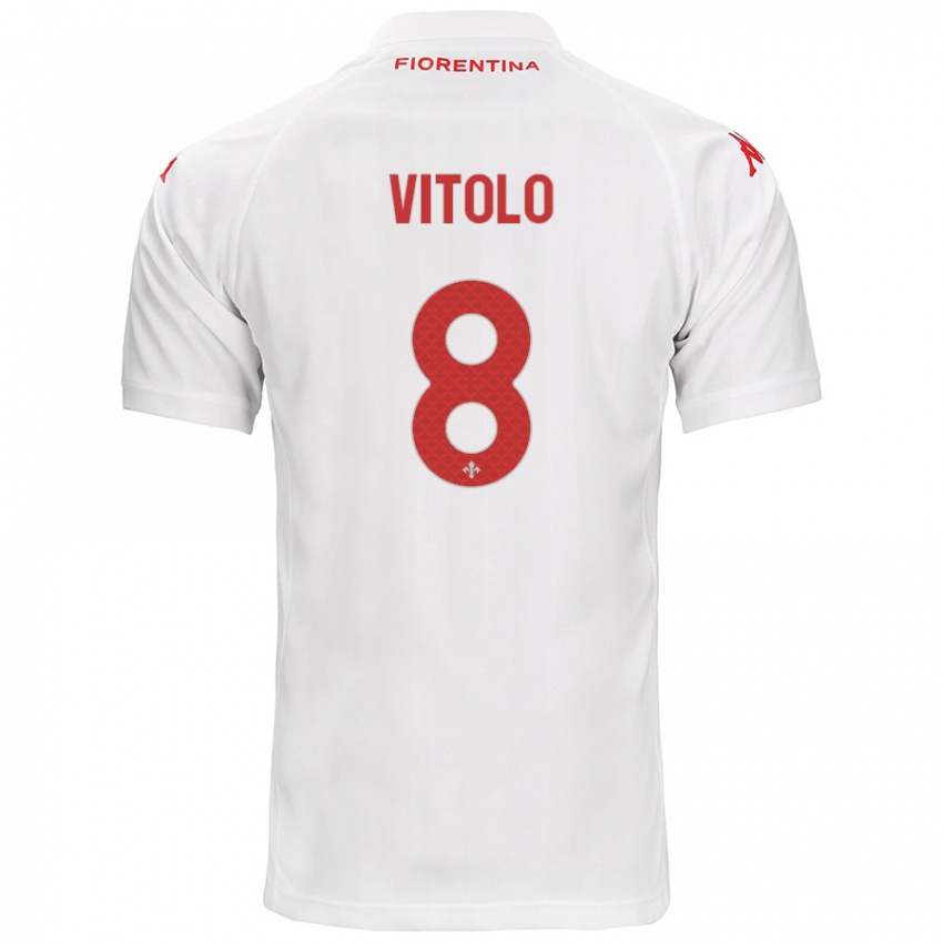 Donna Maglia Federico Vitolo #8 Bianco Kit Gara Away 2024/25 Maglietta