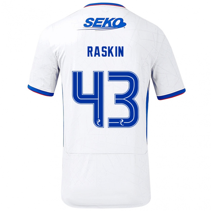 Donna Maglia Nicolas Raskin #43 Bianco Blu Kit Gara Away 2024/25 Maglietta