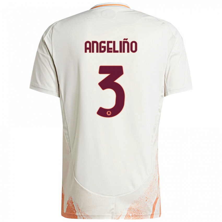 Donna Maglia Angelino #3 Crema Bianco Arancione Kit Gara Away 2024/25 Maglietta