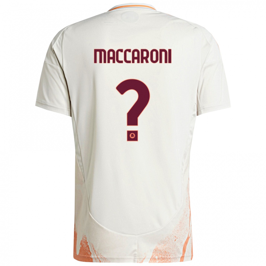 Donna Maglia Valerio Maccaroni #0 Crema Bianco Arancione Kit Gara Away 2024/25 Maglietta