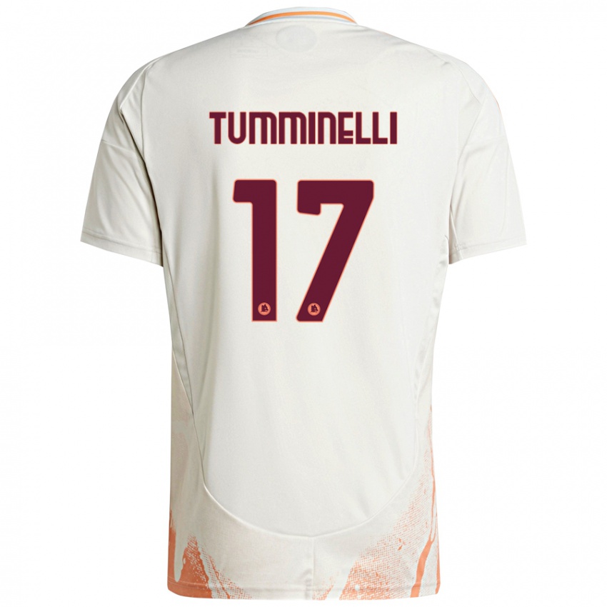 Donna Maglia Gianmarco Tumminelli #17 Crema Bianco Arancione Kit Gara Away 2024/25 Maglietta