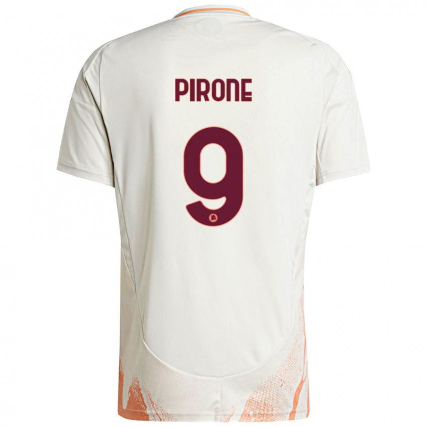 Donna Maglia Valeria Pirone #9 Crema Bianco Arancione Kit Gara Away 2024/25 Maglietta